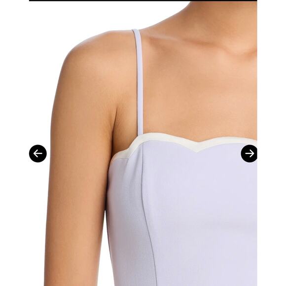 FRENCH CONNECTION Azra Scallop Mini Dress Lavender Sz 14 Romantic Soft Glam NWT - Picture 9 of 11